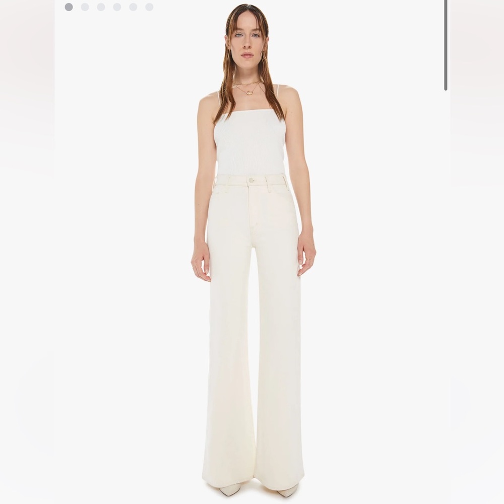 MOTHER HUSTLER ROLLWR Jeans in Cream